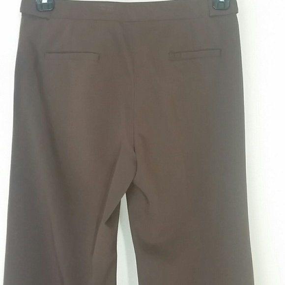 Pants Dark Brown Straight Leg Button Detail Stretch Pockets Classic Dressy - Picture 3 of 4